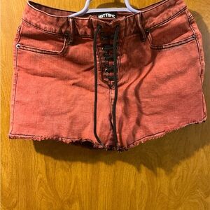 Hot Topic Brick Red Denim Shorts